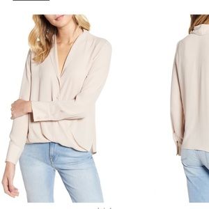 NWOT Chelsea28 Cross Front Blouse - Tan Memoir - L